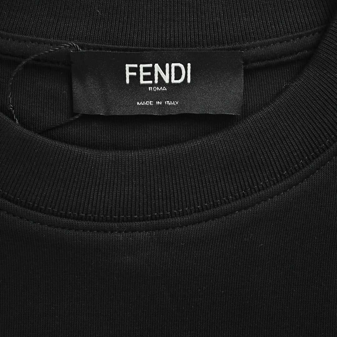 Fendi Black Cartoon-Style Logo Crewneck Sweatshirt