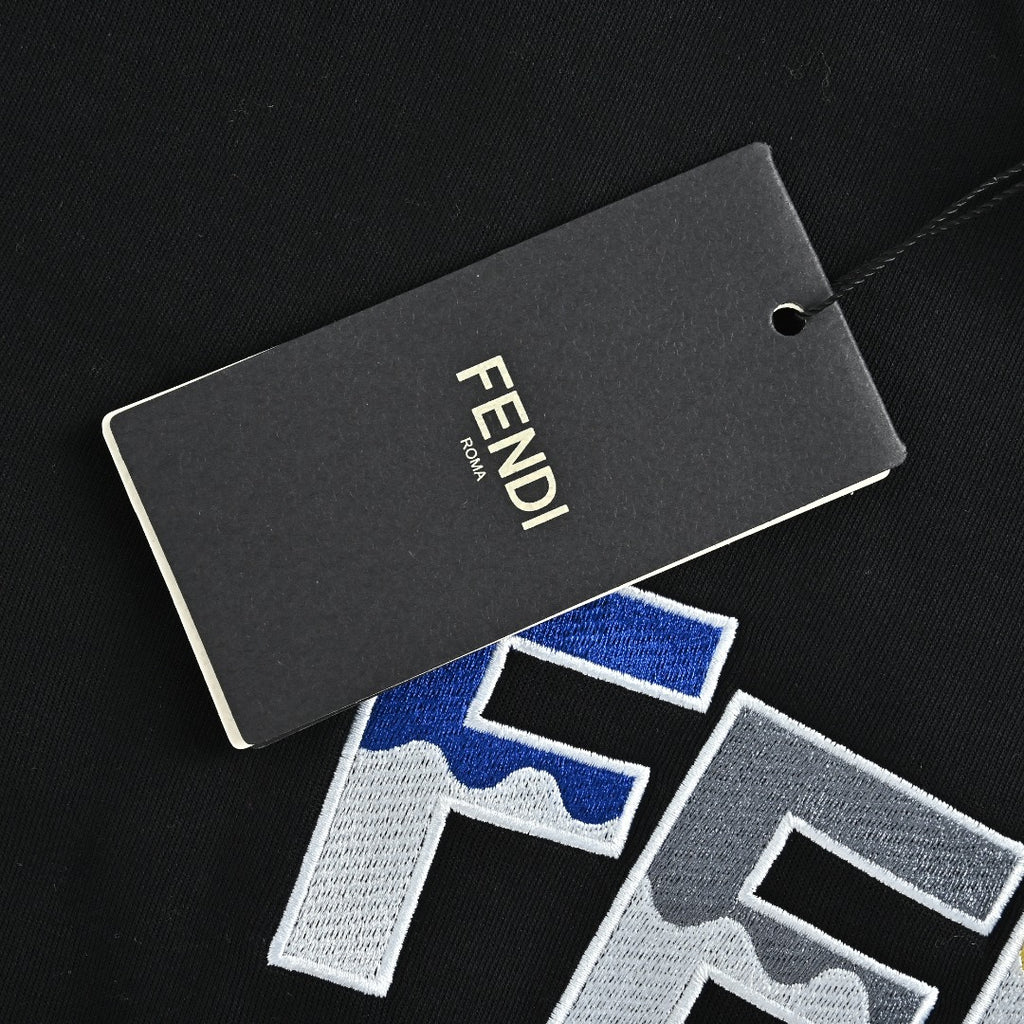 Fendi Black Cartoon-Style Logo Crewneck Sweatshirt