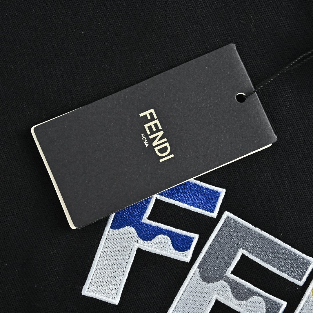 Fendi Black Cartoon-Style Logo Crewneck Sweatshirt