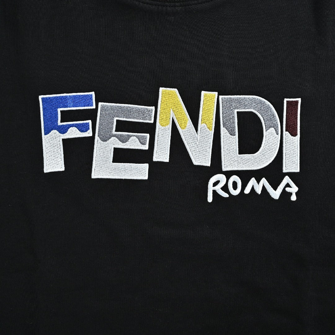 Fendi Black Cartoon-Style Logo Crewneck Sweatshirt