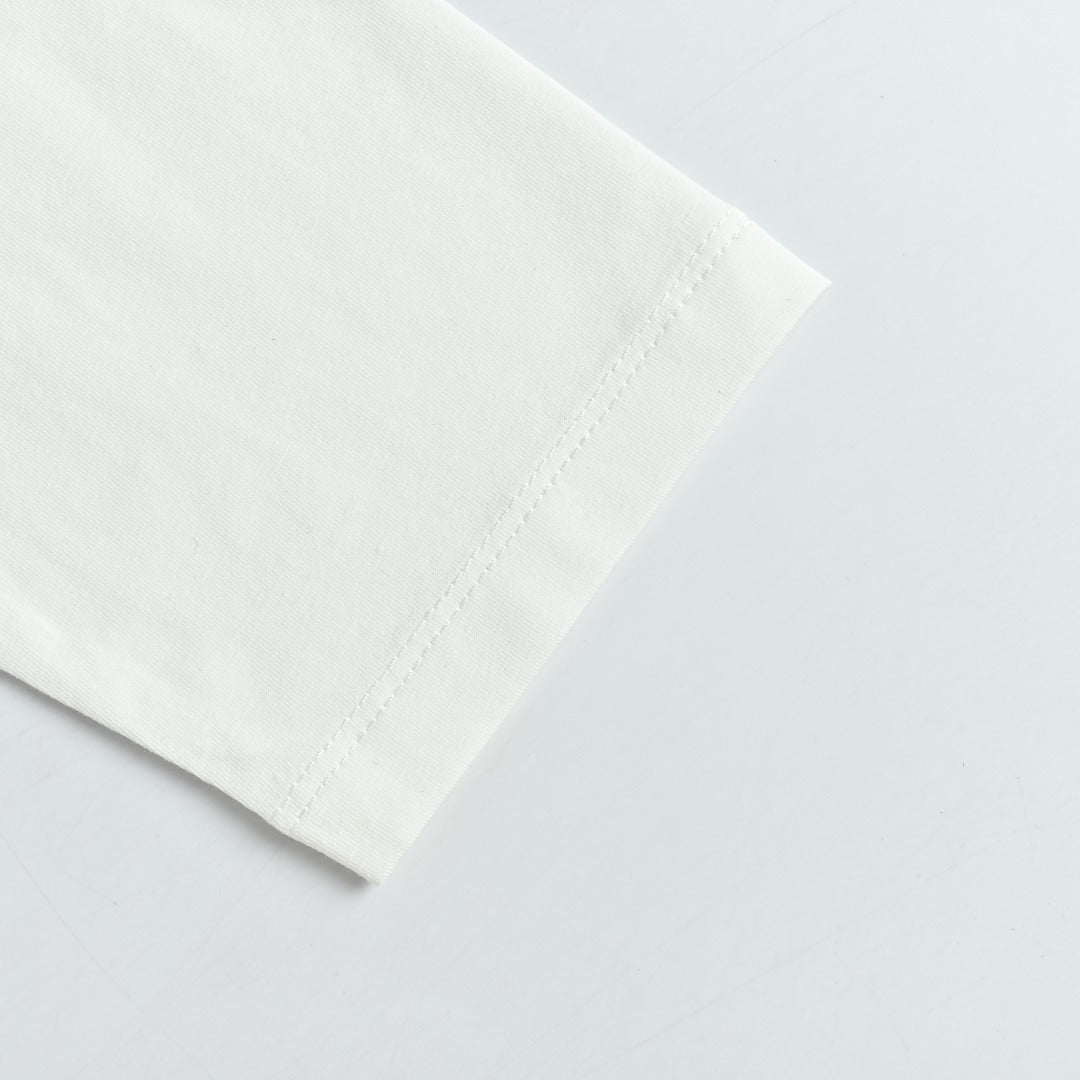 Prada White Triangle Embroidered Stretch Cotton Long-Sleeve T-Shirt