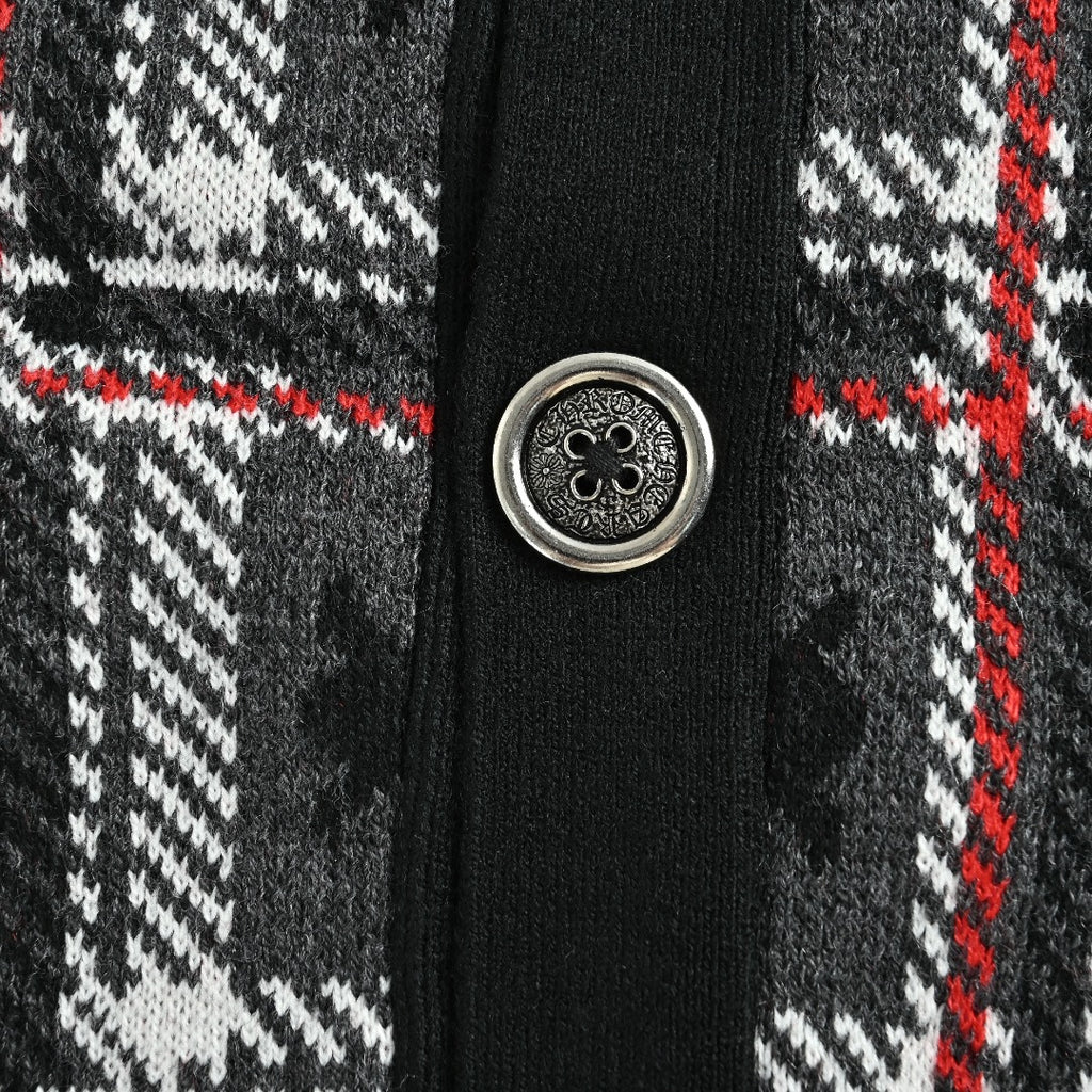 Chrome Hearts Cross-Jacquard Plaid Cashmere Cardigan