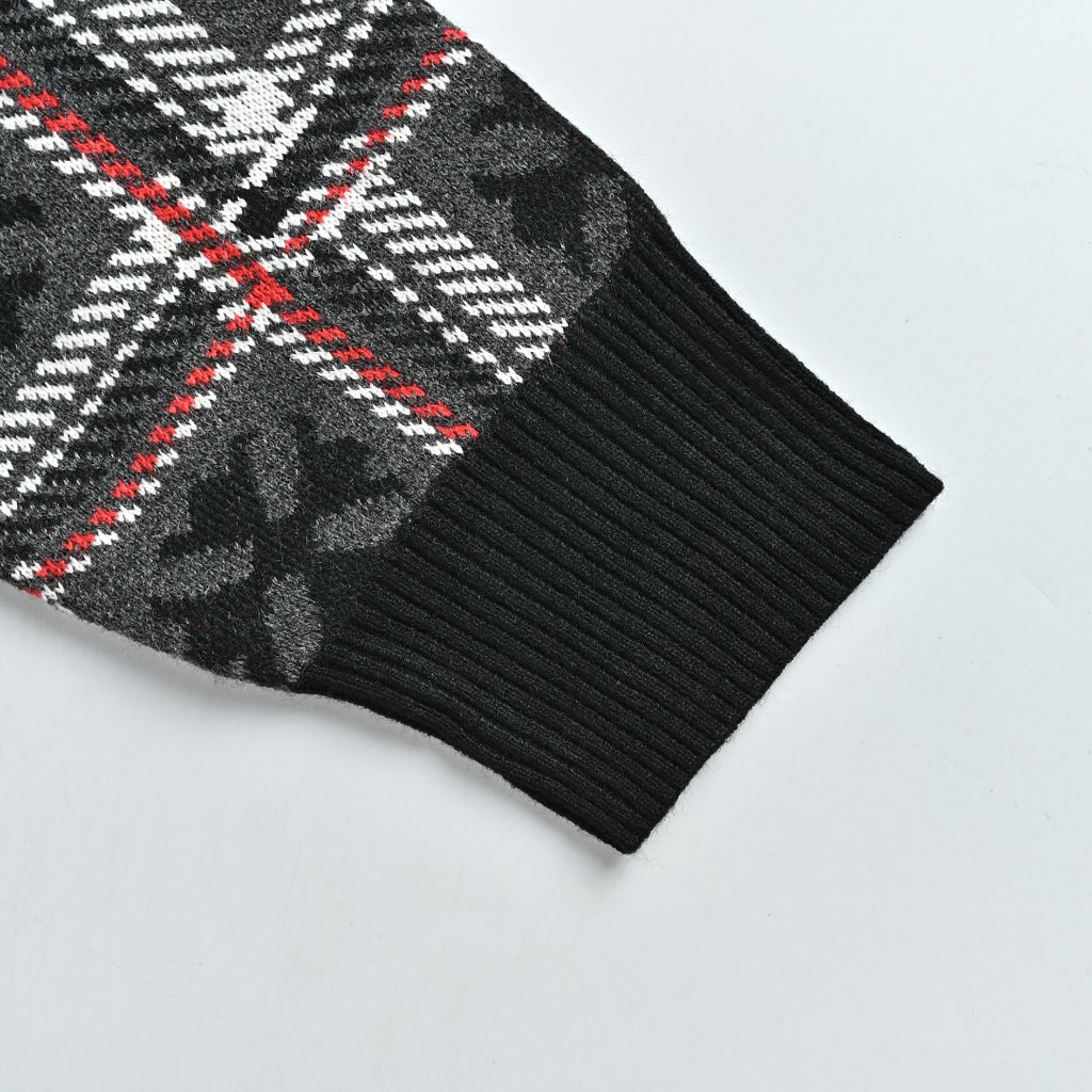 Chrome Hearts Cross-Jacquard Plaid Cashmere Cardigan