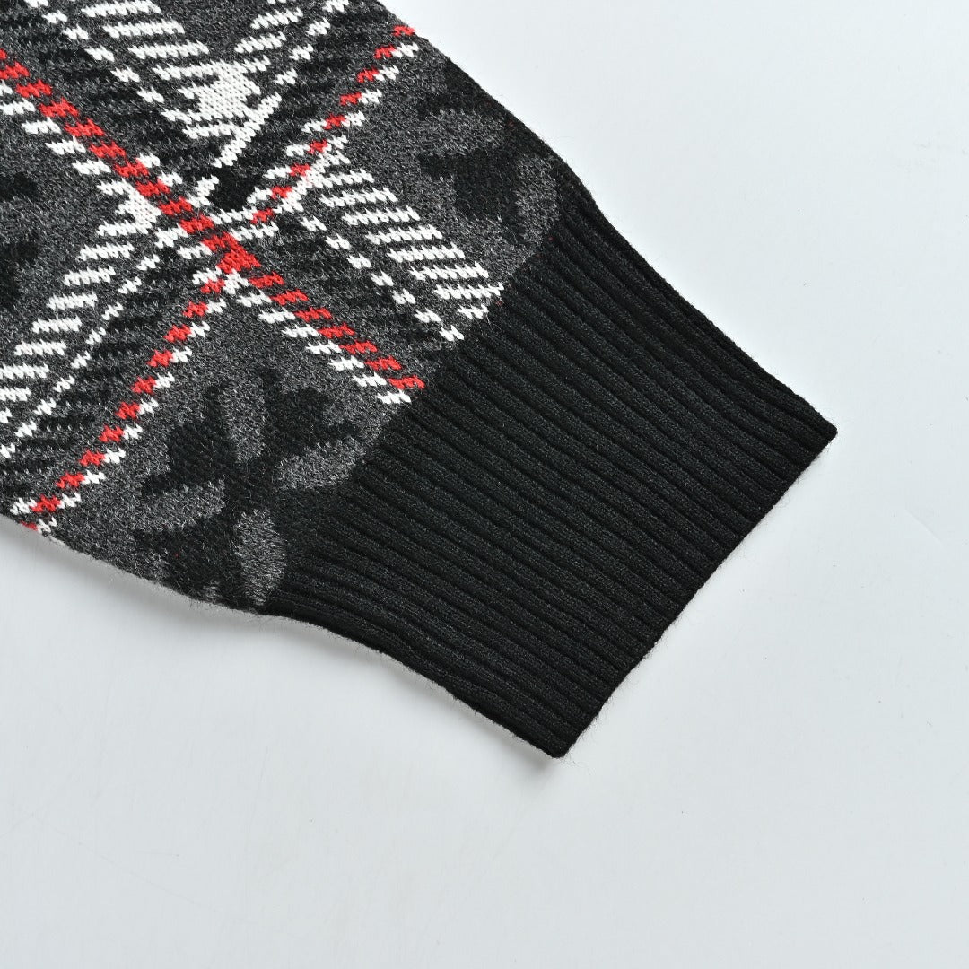 Chrome Hearts Cross-Jacquard Plaid Cashmere Cardigan