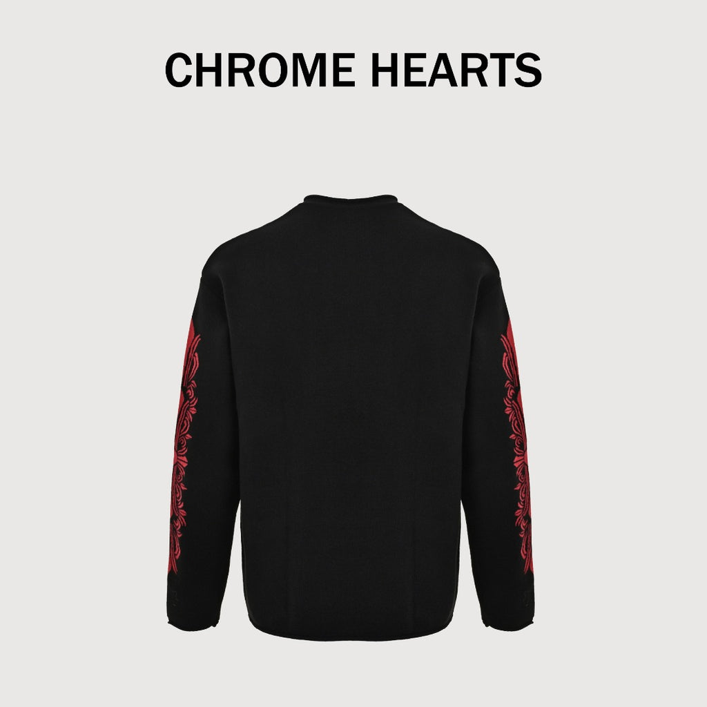 Chrome Hearts CH Leather-Patch Wool Sweater | Black