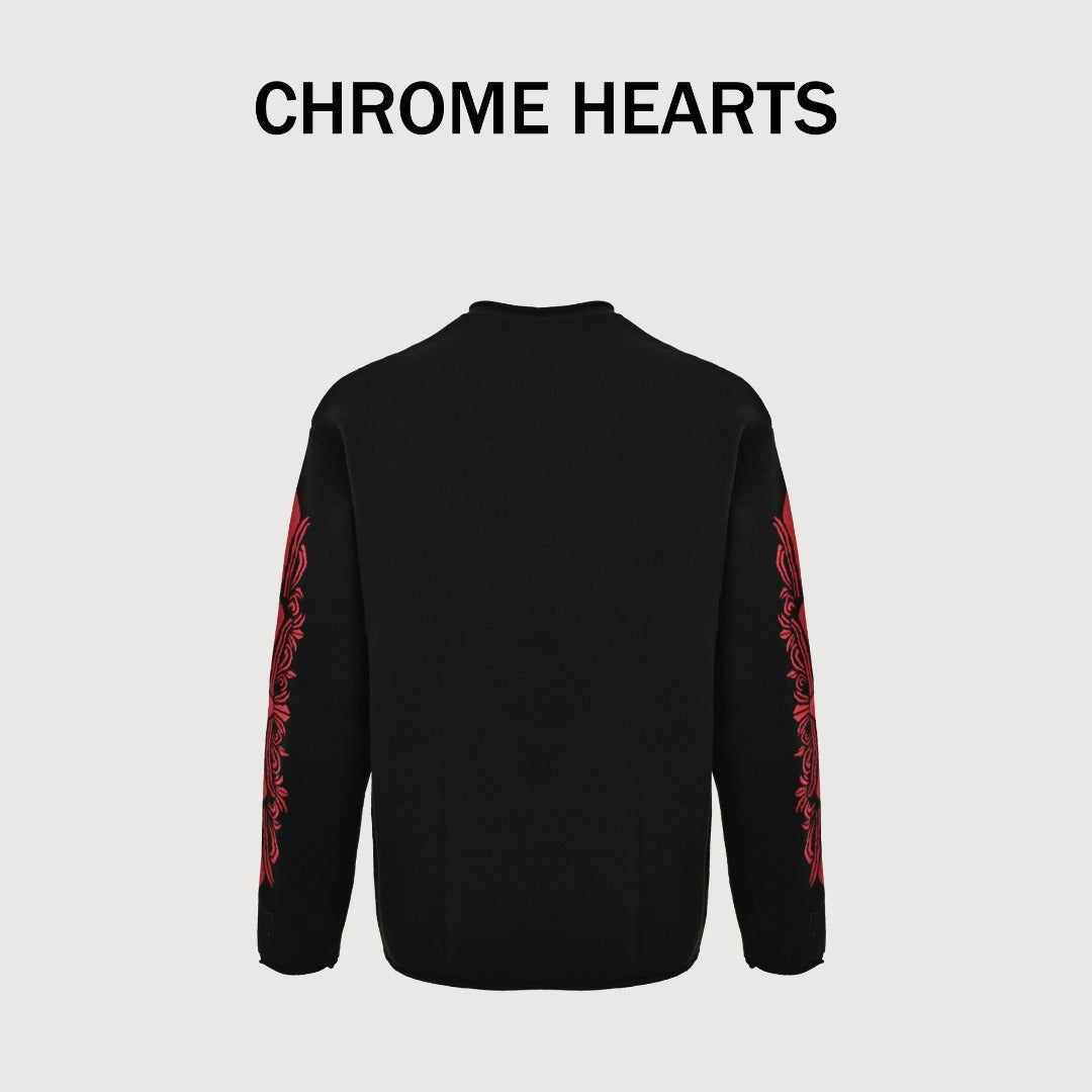 Chrome Hearts CH Leather-Patch Wool Sweater | Black