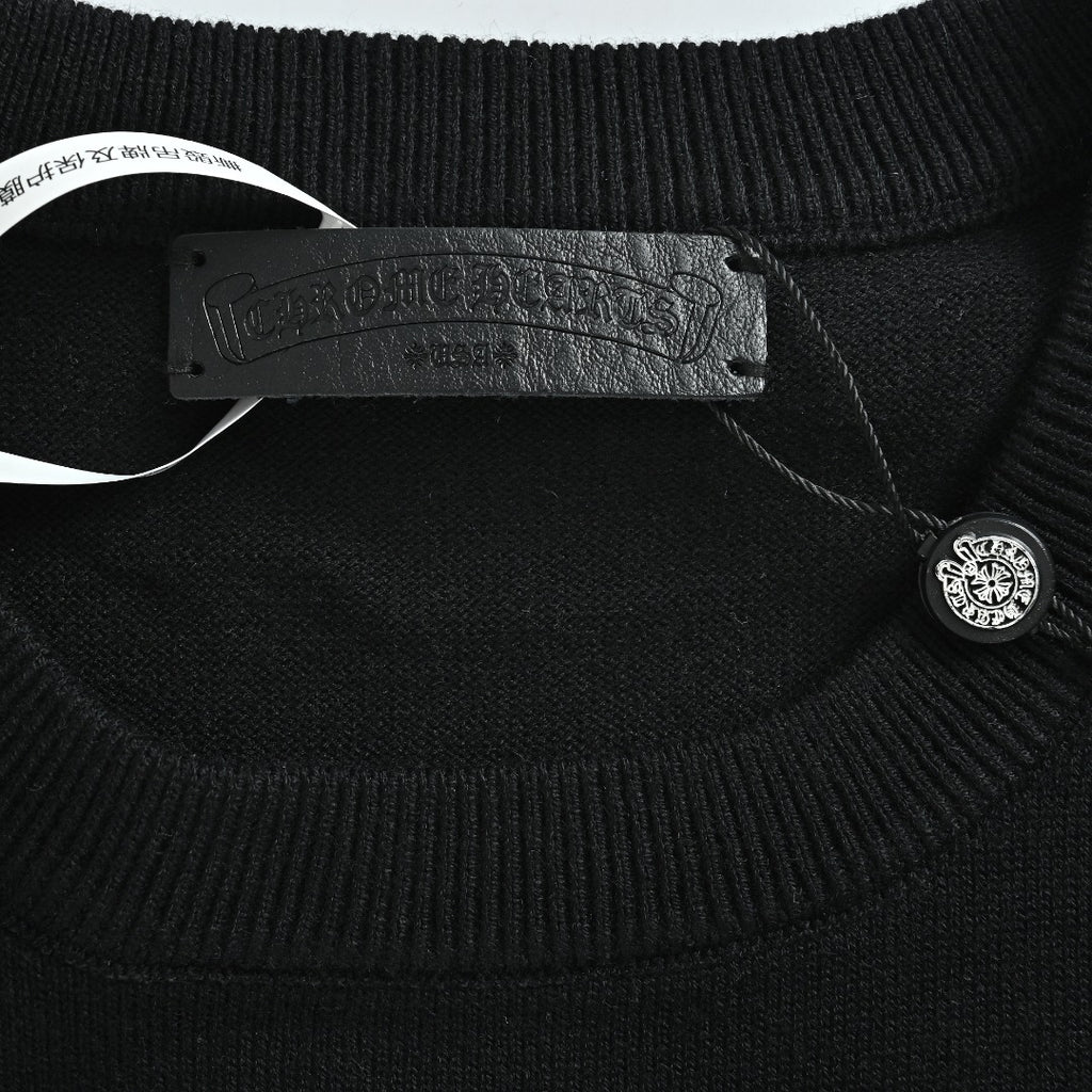 Chrome Hearts Wool Sweater with White Sleeve Motifs | Black