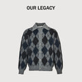 OUR LEGACY Argyle Mohair Cardigan with Collar | Grey