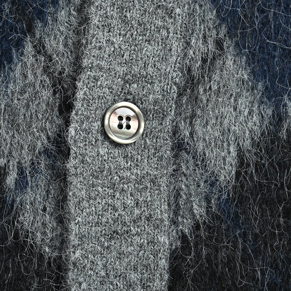 OUR LEGACY Argyle Mohair Cardigan with Collar | Grey