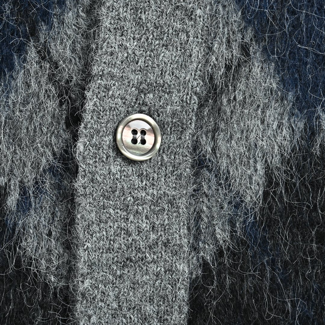 OUR LEGACY Argyle Mohair Cardigan with Collar | Grey