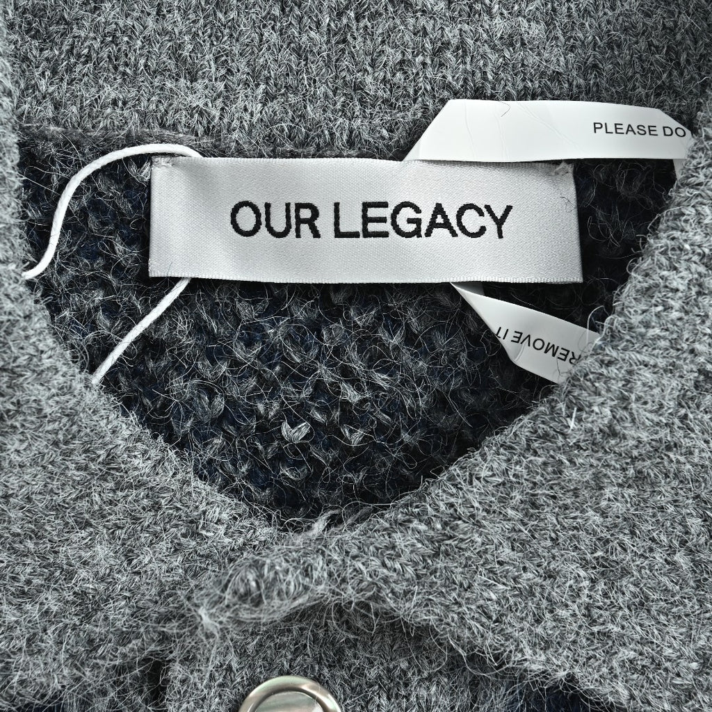 OUR LEGACY Argyle Mohair Cardigan with Collar | Grey