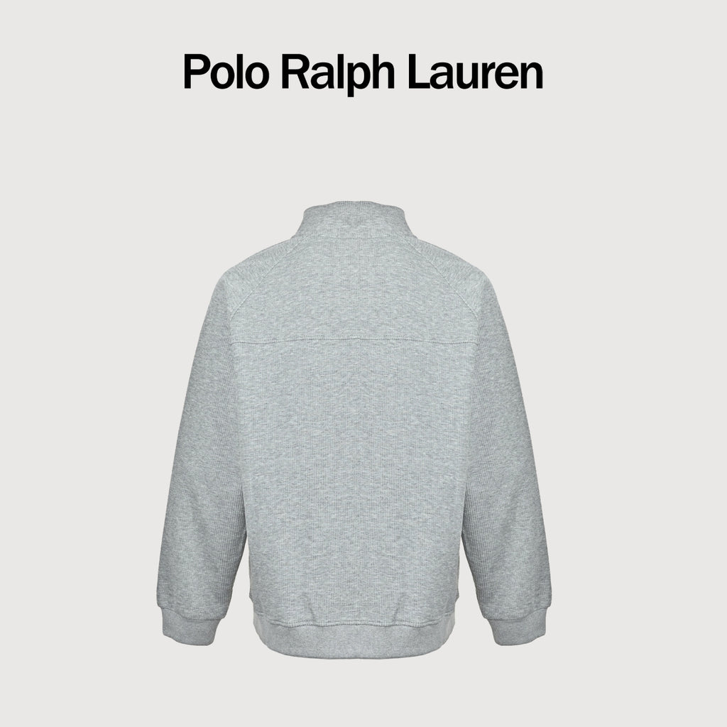 Ralph Lauren Embroidered Pony Stand-Collar Zip Jacket | Light Grey