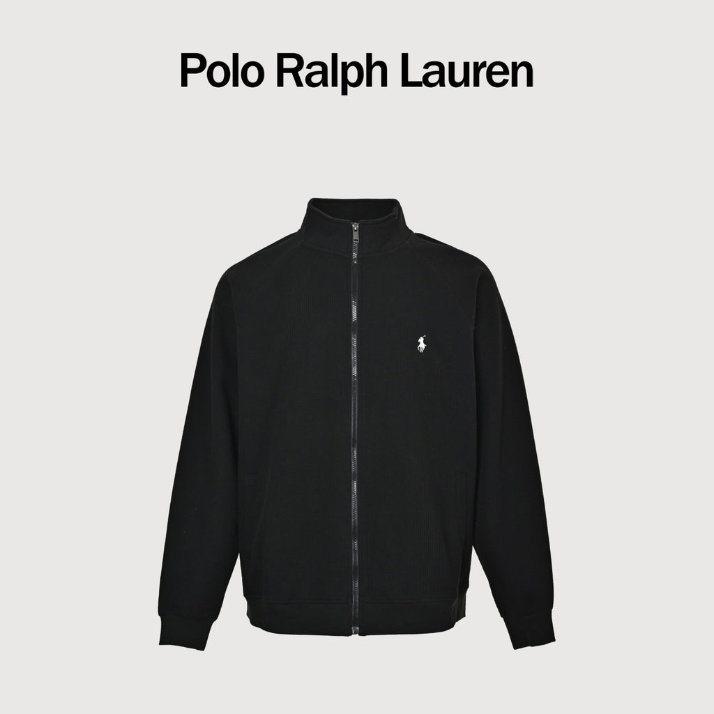 Ralph Lauren Embroidered Pony Stand-Collar Zip Jacket | Black