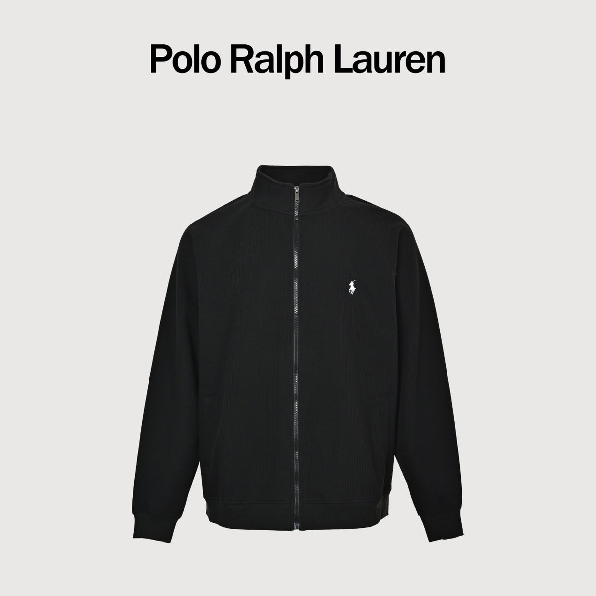 Ralph Lauren Embroidered Pony Stand-Collar Zip Jacket | Black