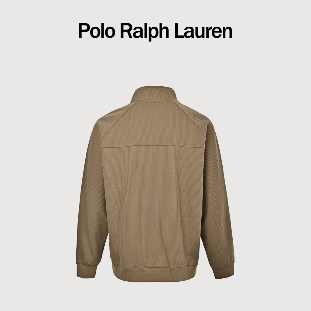 Ralph Lauren Embroidered Pony Stand-Collar Zip Jacket | Khaki