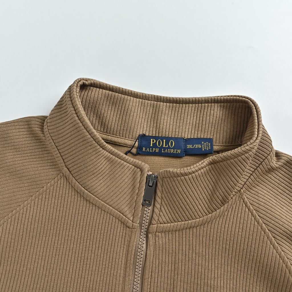 Ralph Lauren Embroidered Pony Stand-Collar Zip Jacket | Khaki
