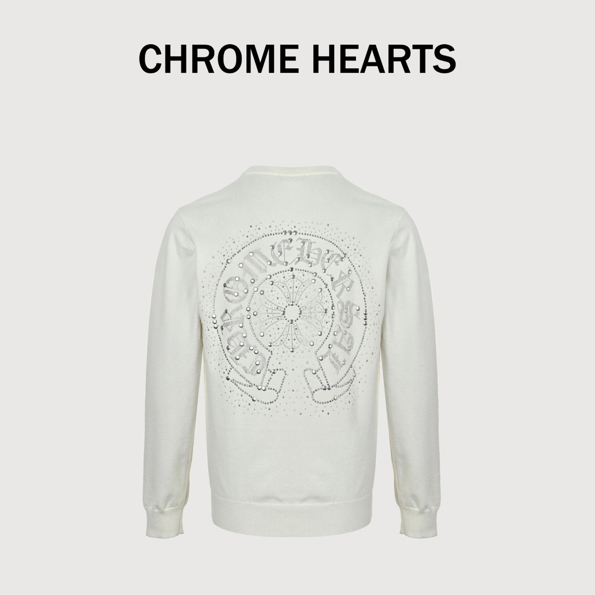 Chrome Hearts Rhinestone Logo Knit Sweater | White