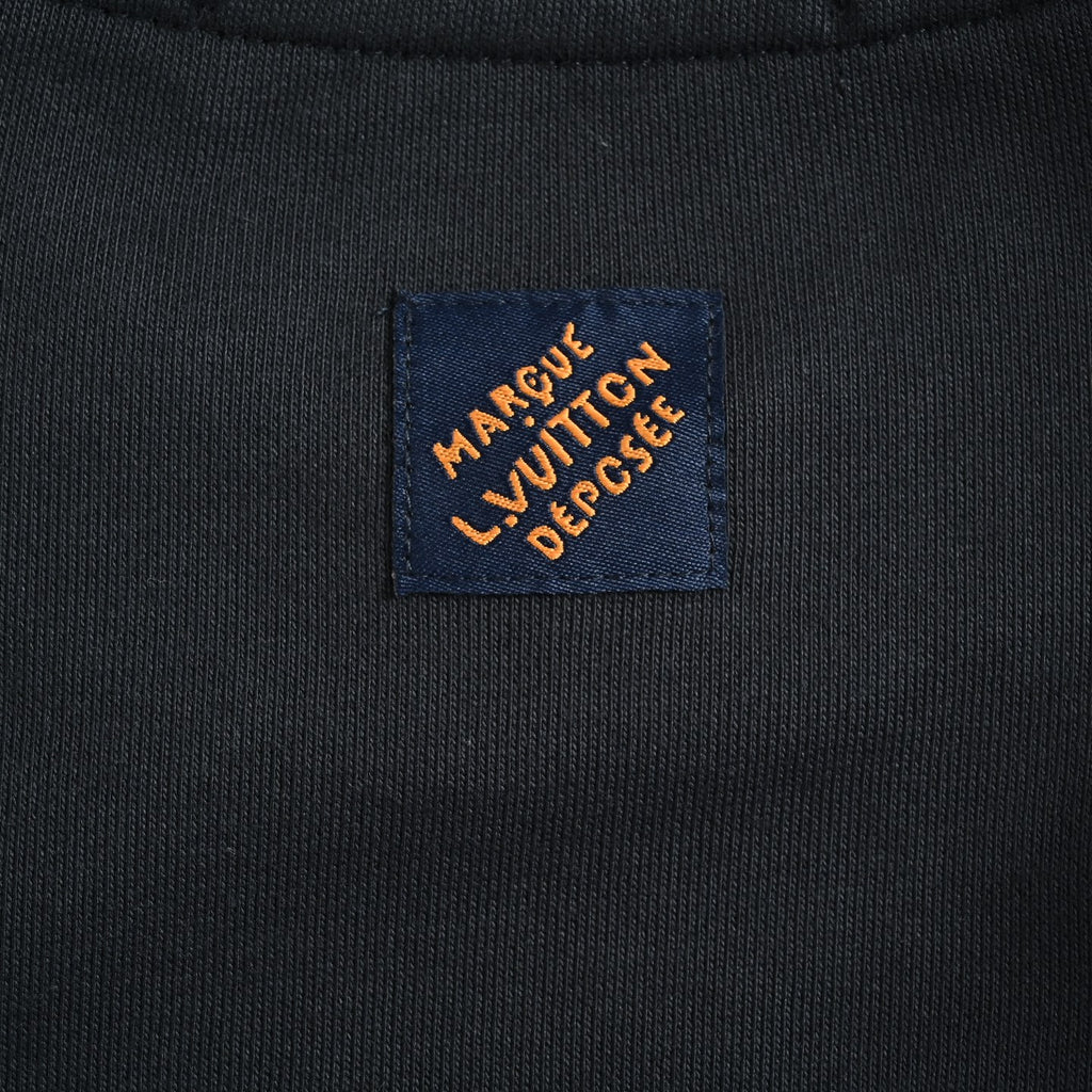 Louis Vuitton Leather-Patch Embroidered Crewneck Sweatshirt | Black