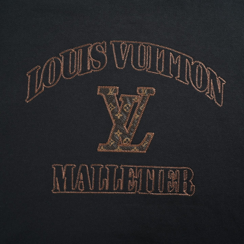 Louis Vuitton Leather-Patch Embroidered Crewneck Sweatshirt | Black