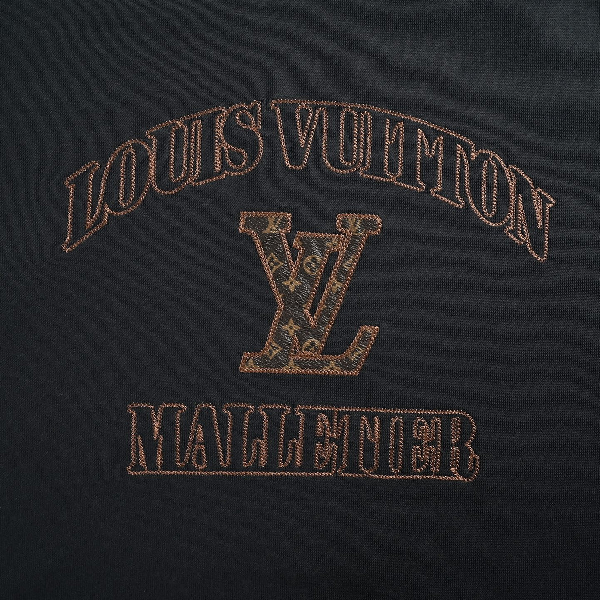 Louis Vuitton Leather-Patch Embroidered Crewneck Sweatshirt | Black
