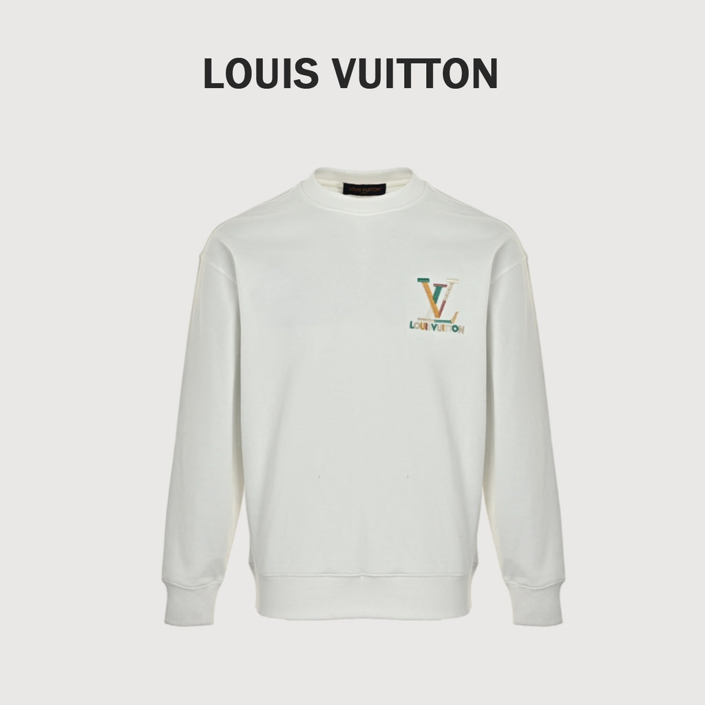 Louis Vuitton Multicolor Monogram Embroidered Crewneck Sweatshirt | White