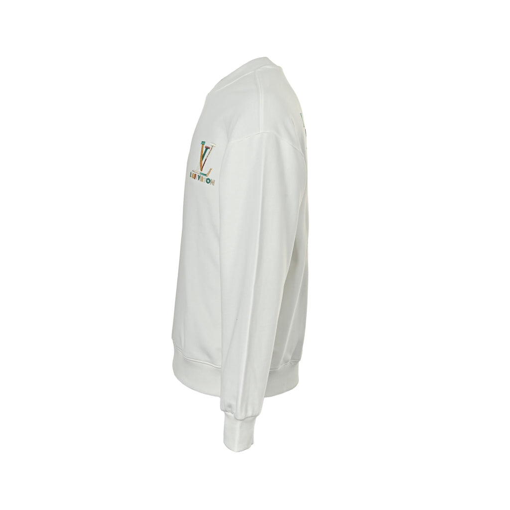 Louis Vuitton Multicolor Monogram Embroidered Crewneck Sweatshirt | White