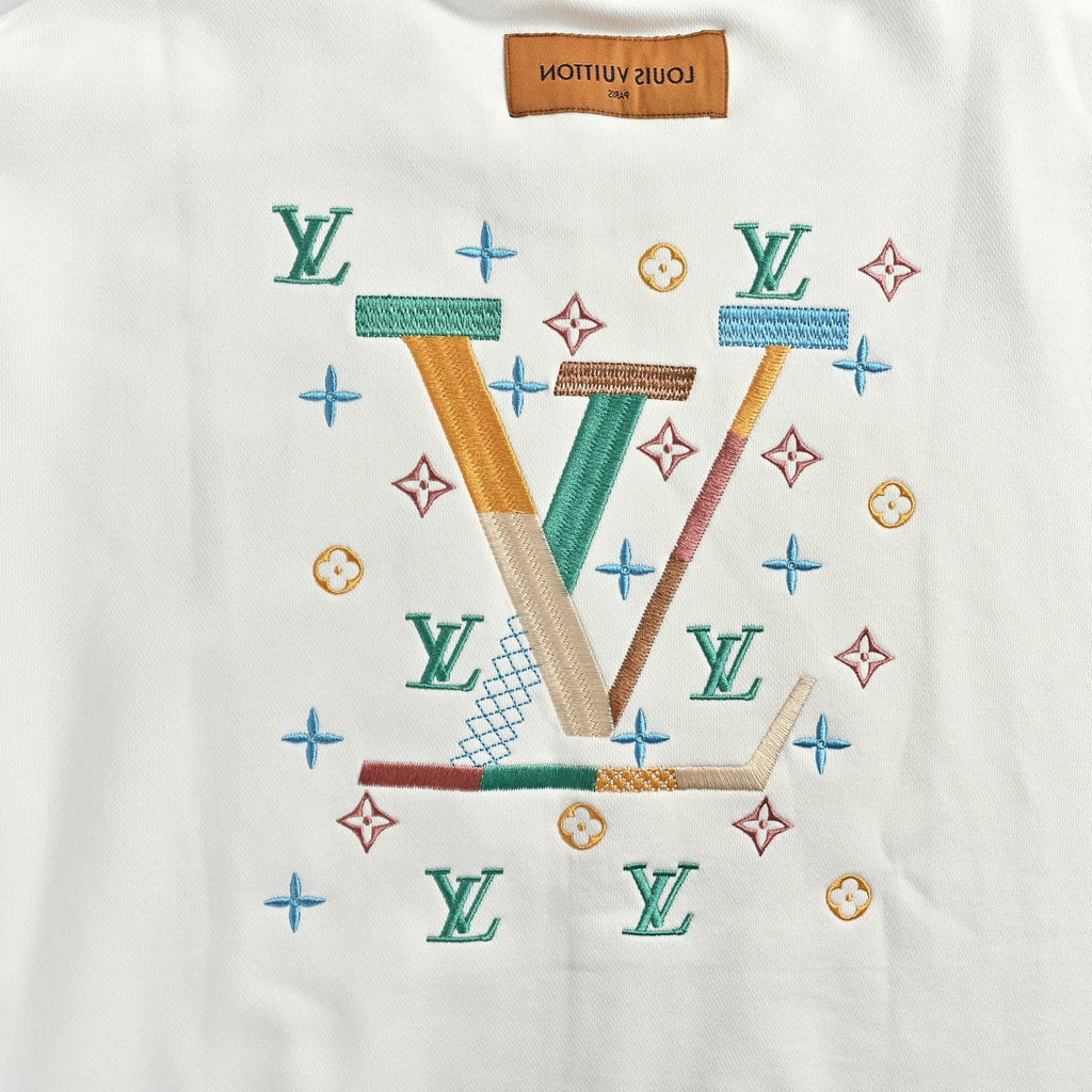 Louis Vuitton Multicolor Monogram Embroidered Crewneck Sweatshirt | White