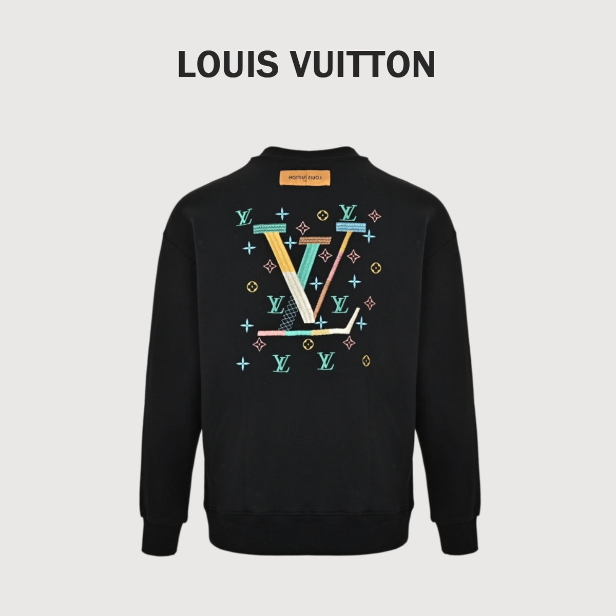 Louis Vuitton Multicolor Monogram Embroidered Crewneck Sweatshirt | Black