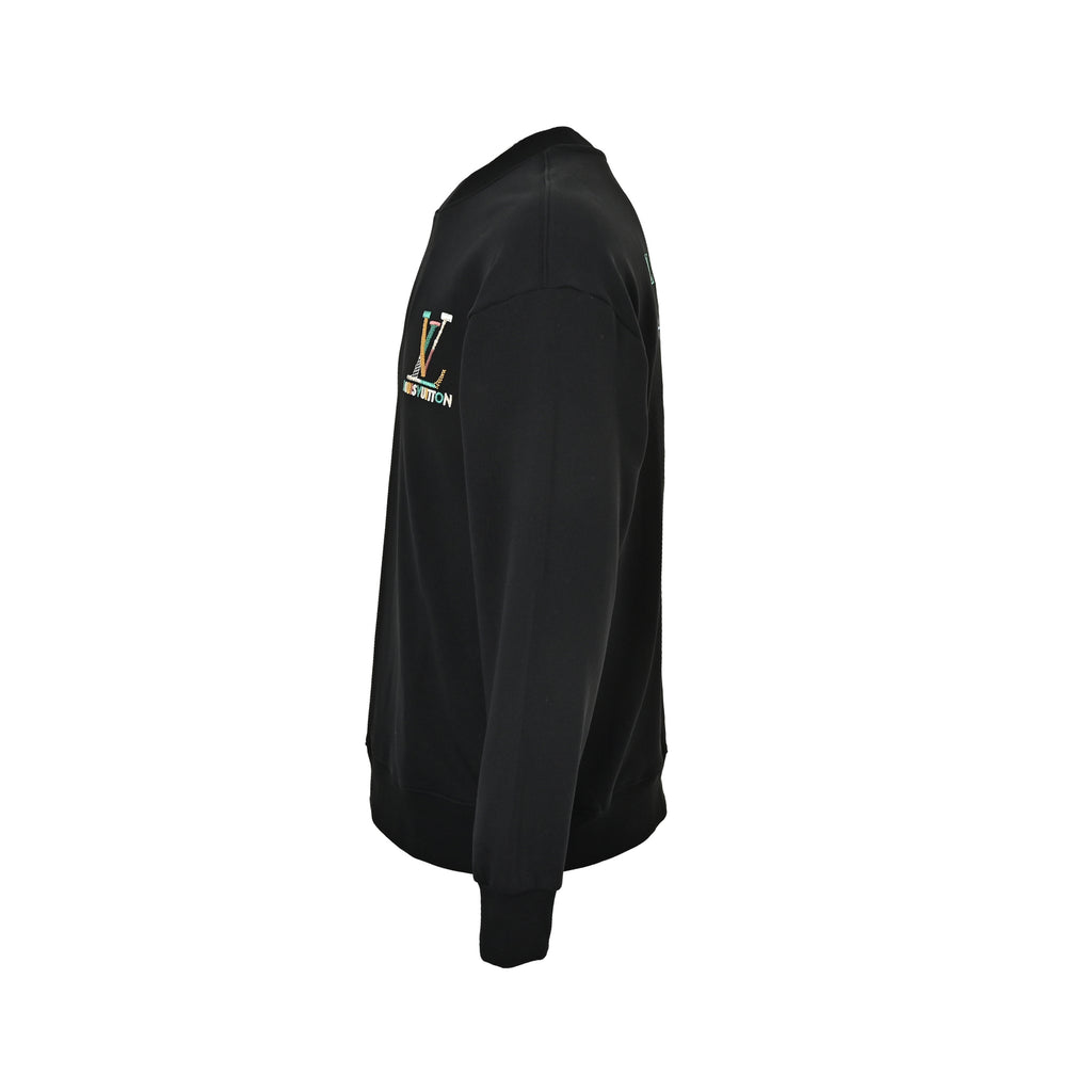 Louis Vuitton Multicolor Monogram Embroidered Crewneck Sweatshirt | Black