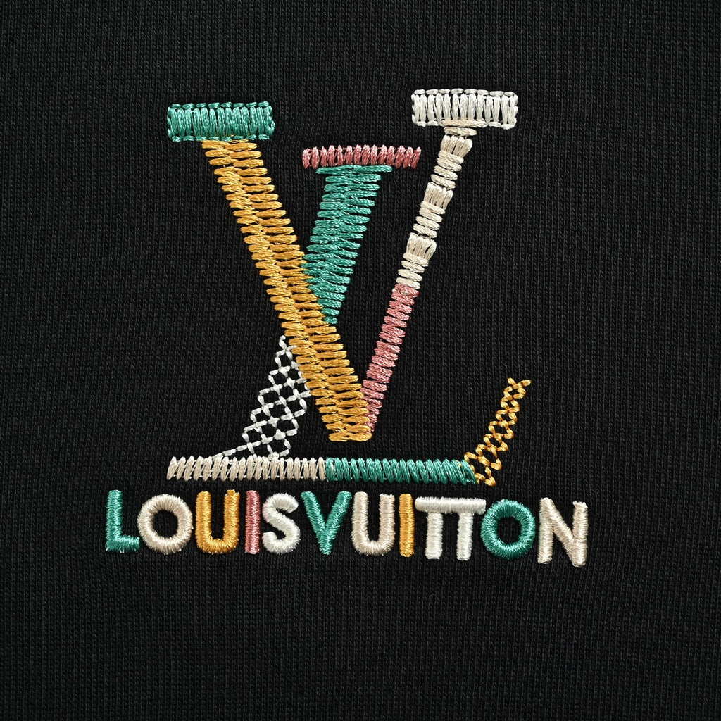 Louis Vuitton Multicolor Monogram Embroidered Crewneck Sweatshirt | Black