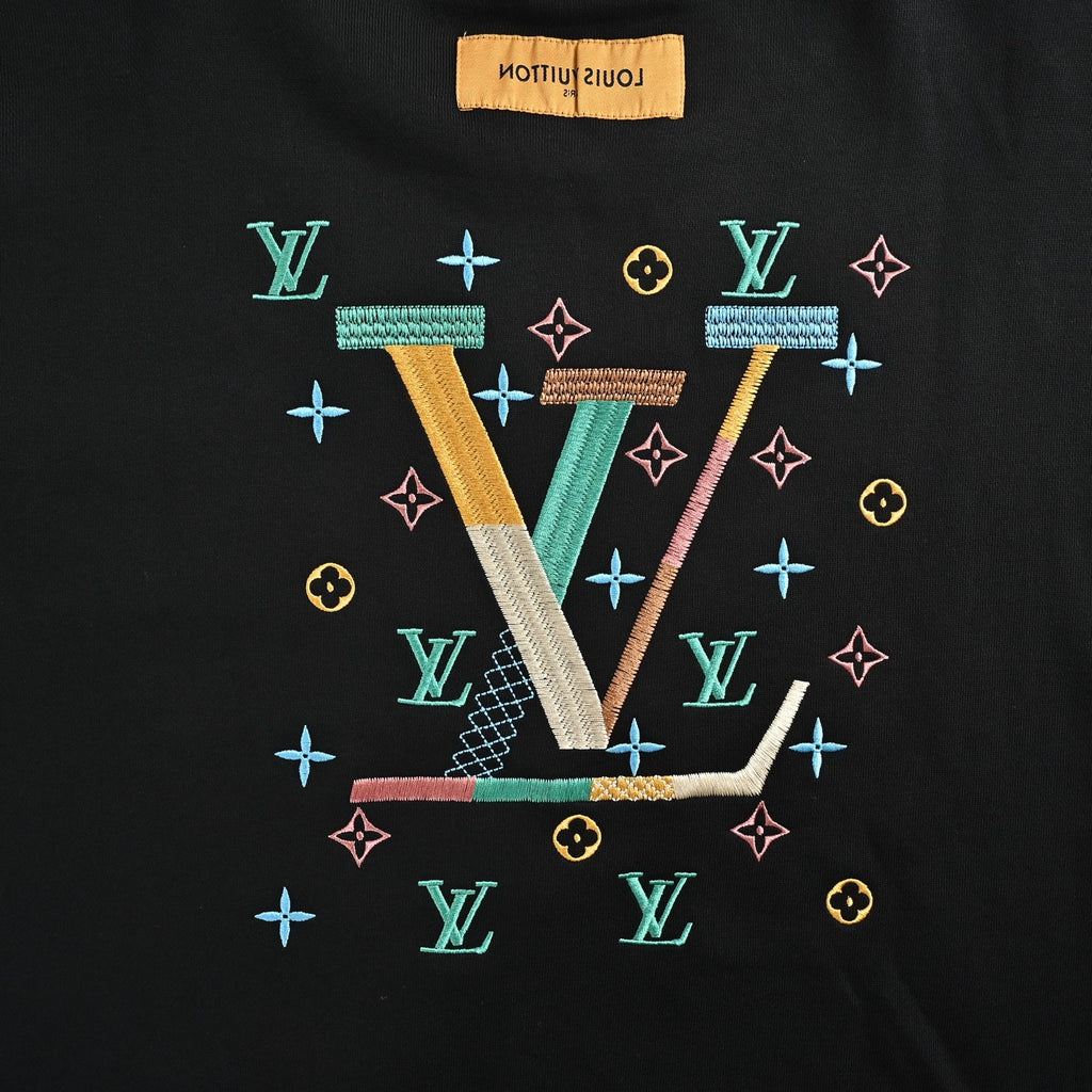 Louis Vuitton Multicolor Monogram Embroidered Crewneck Sweatshirt | Black