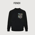 Fendi Multicolor FF Faux-Pocket Print Crewneck Sweatshirt | Black