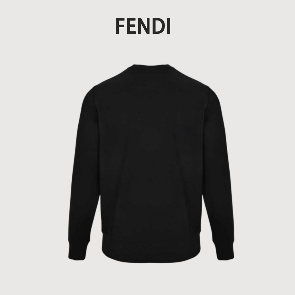 Fendi Multicolor FF Faux-Pocket Print Crewneck Sweatshirt | Black