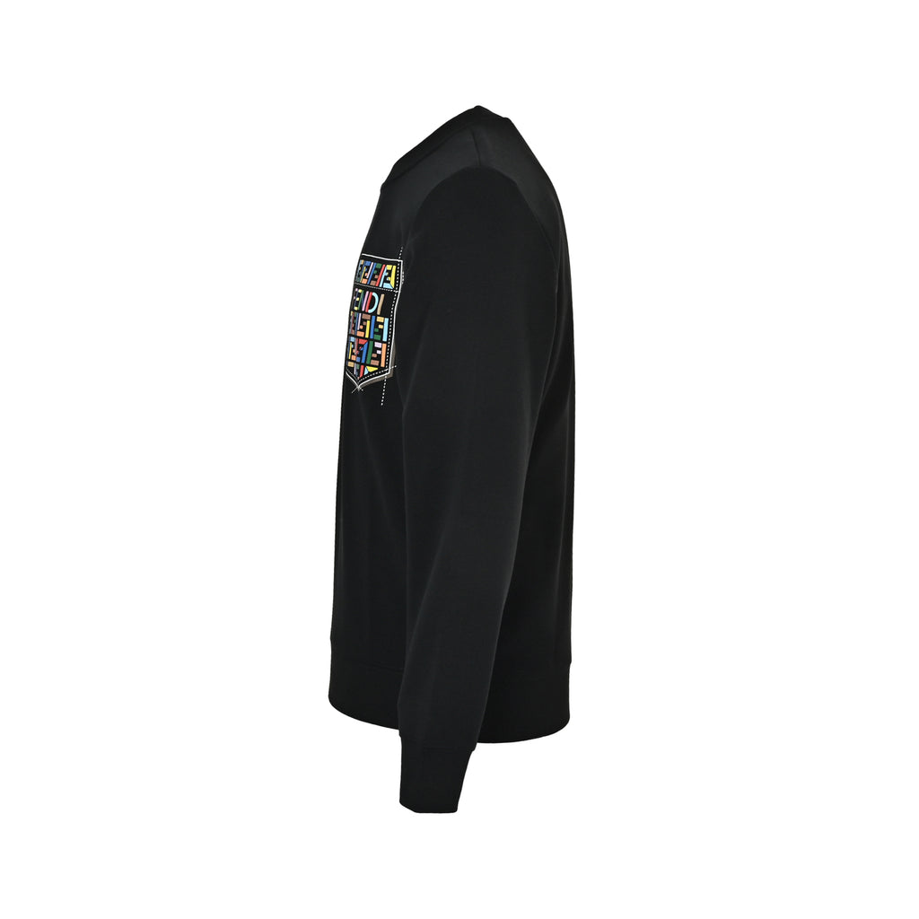 Fendi Multicolor FF Faux-Pocket Print Crewneck Sweatshirt | Black