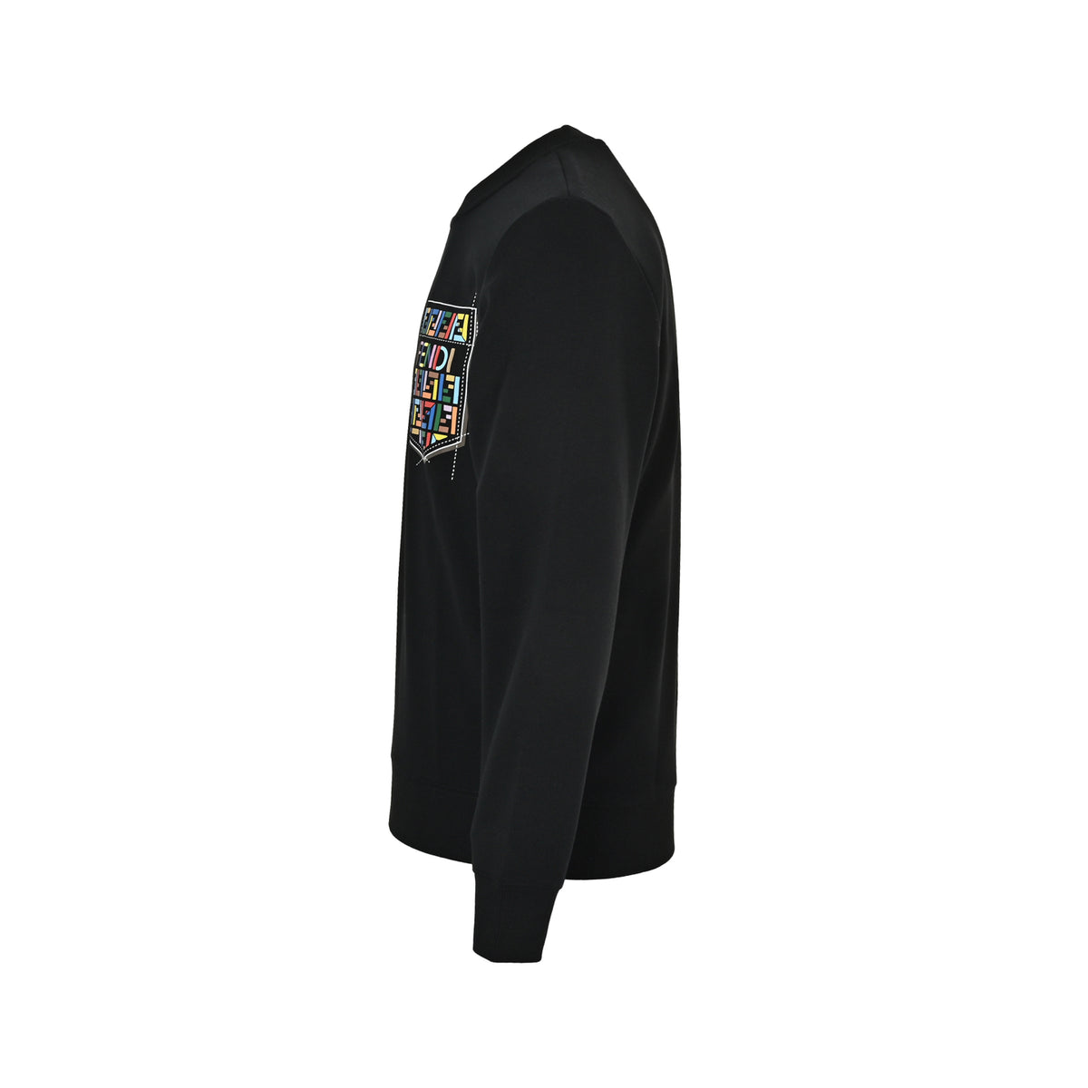Fendi Multicolor FF Faux-Pocket Print Crewneck Sweatshirt | Black