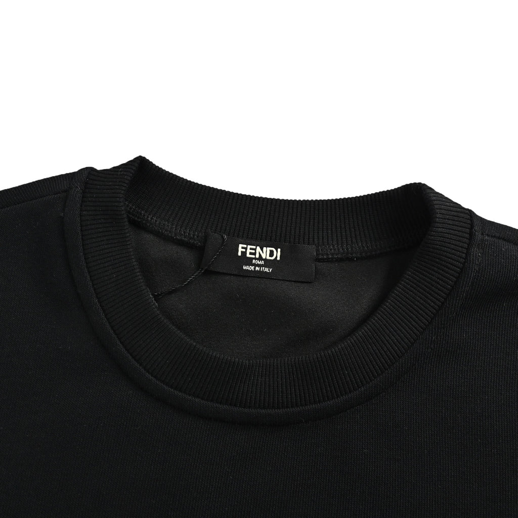 Fendi Multicolor FF Faux-Pocket Print Crewneck Sweatshirt | Black
