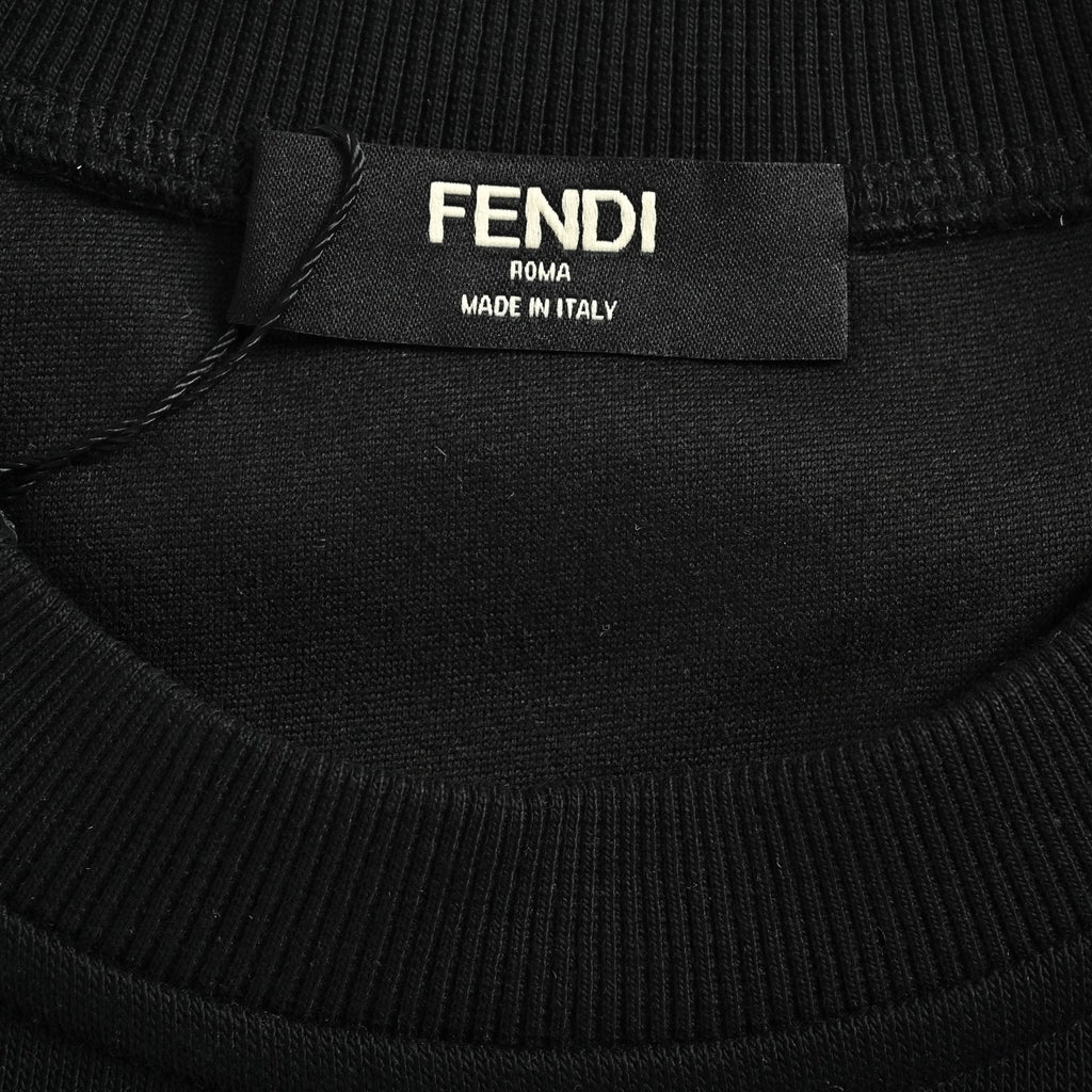 Fendi Multicolor FF Faux-Pocket Print Crewneck Sweatshirt | Black
