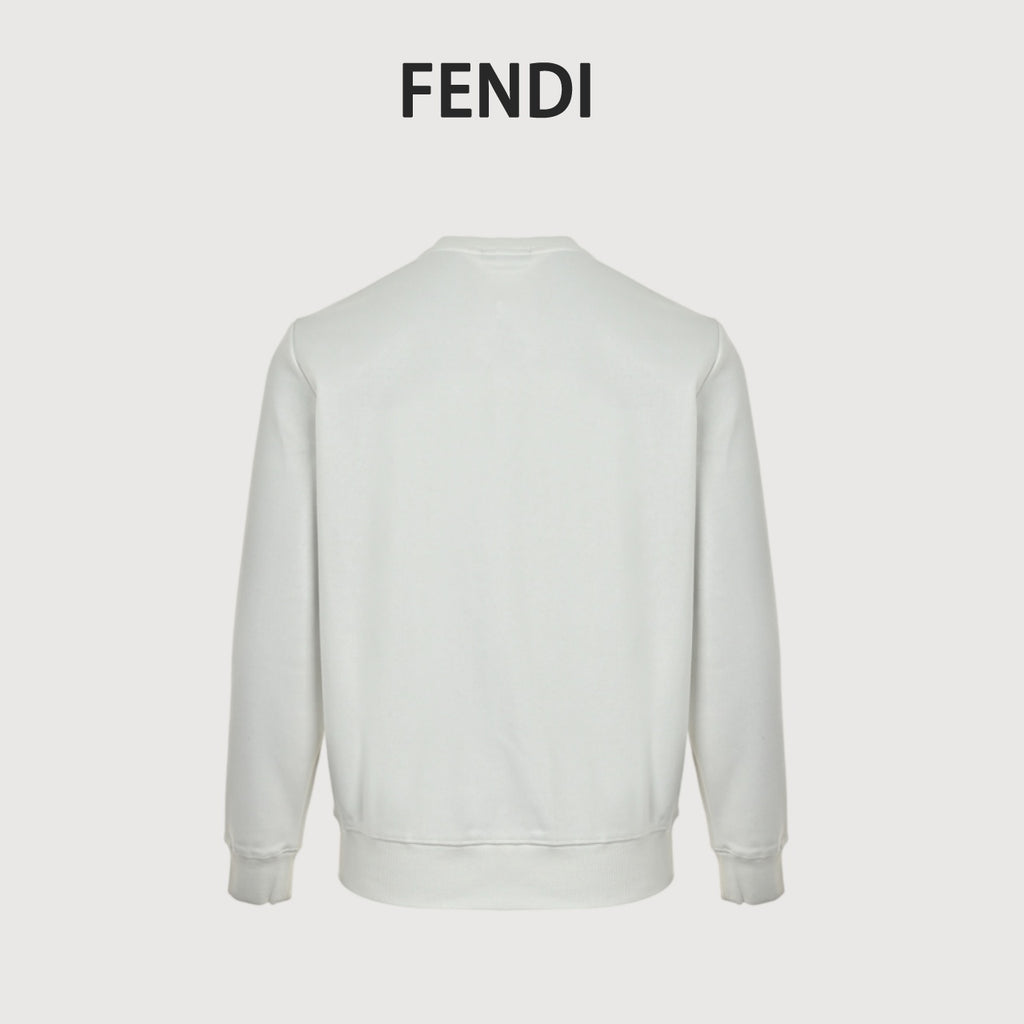 Fendi Multicolor FF Faux-Pocket Print Crewneck Sweatshirt | White