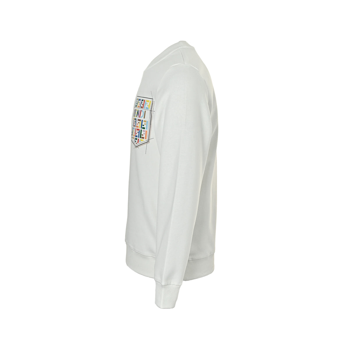 Fendi Multicolor FF Faux-Pocket Print Crewneck Sweatshirt | White