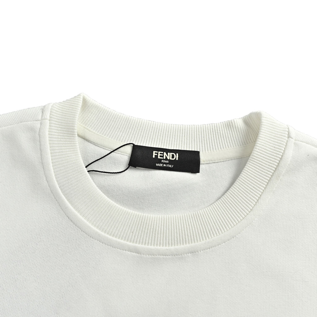 Fendi Multicolor FF Faux-Pocket Print Crewneck Sweatshirt | White