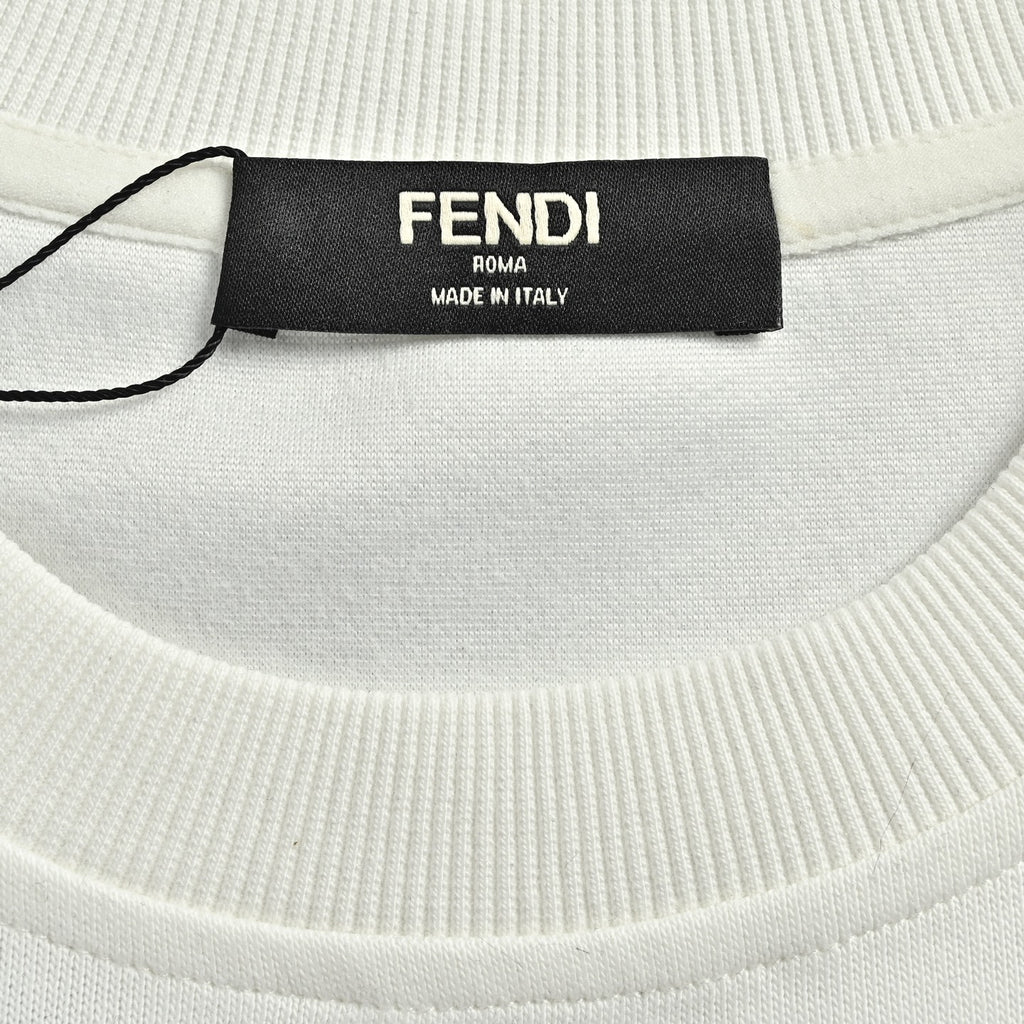 Fendi Multicolor FF Faux-Pocket Print Crewneck Sweatshirt | White