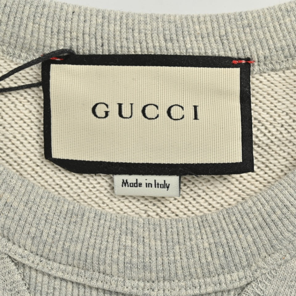 Gucci Embroidered Logo Layered-Look Crewneck Sweatshirt | Grey