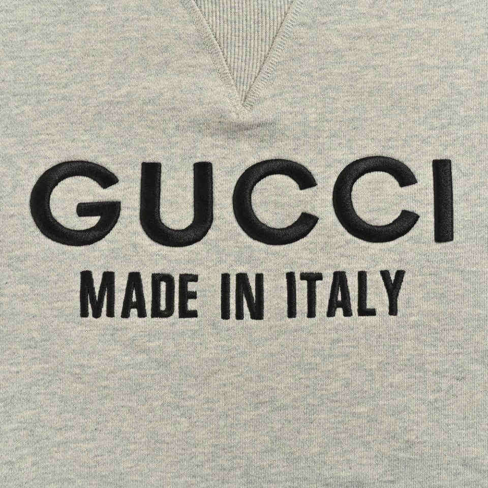 Gucci Embroidered Logo Layered-Look Crewneck Sweatshirt | Grey