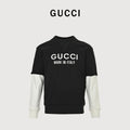 Gucci Embroidered Logo Layered-Look Crewneck Sweatshirt | Black