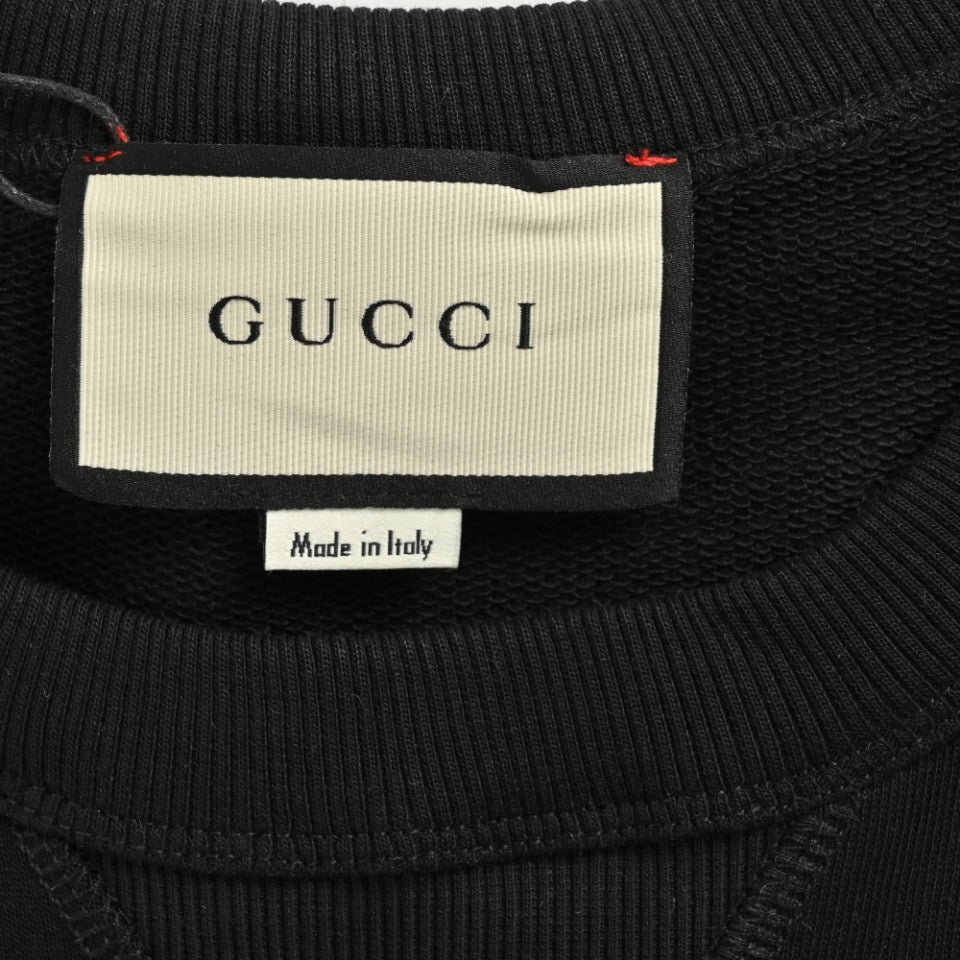 Gucci Embroidered Logo Layered-Look Crewneck Sweatshirt | Black