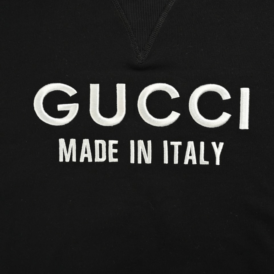 Gucci Embroidered Logo Layered-Look Crewneck Sweatshirt | Black