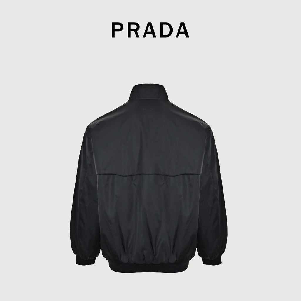 Prada Triangle-Logo High-Collar Zip Jacket | Black