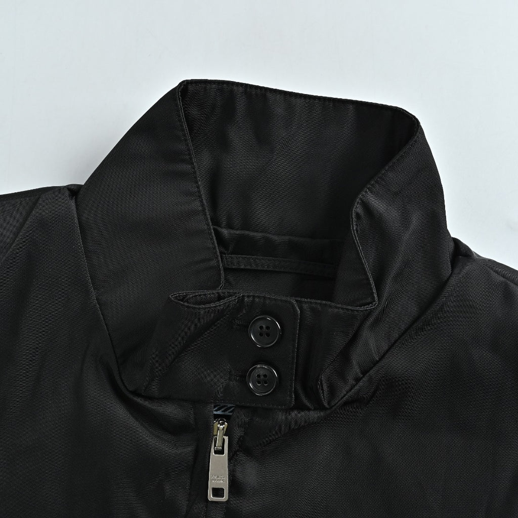 Prada Triangle-Logo High-Collar Zip Jacket | Black
