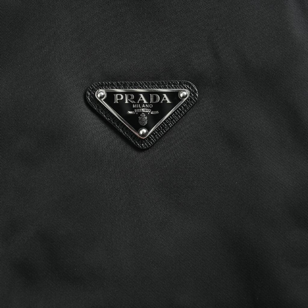 Prada Triangle-Logo High-Collar Zip Jacket | Black