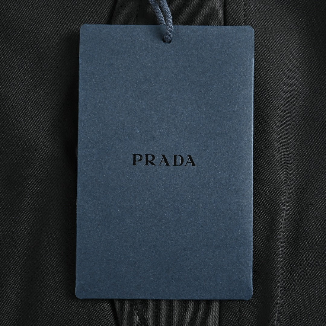 Prada Triangle-Logo High-Collar Zip Jacket | Black